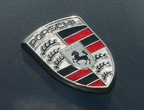Badge - Porsche Bonnet /Hood  Emblem Silver Red